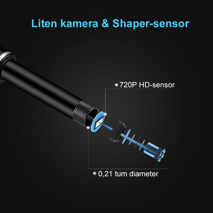 Trådlös öronendoskop med HD-kamera, 5,5 mm lins, wifi-kompatibel, säker design, enkel användning, svart modern finish