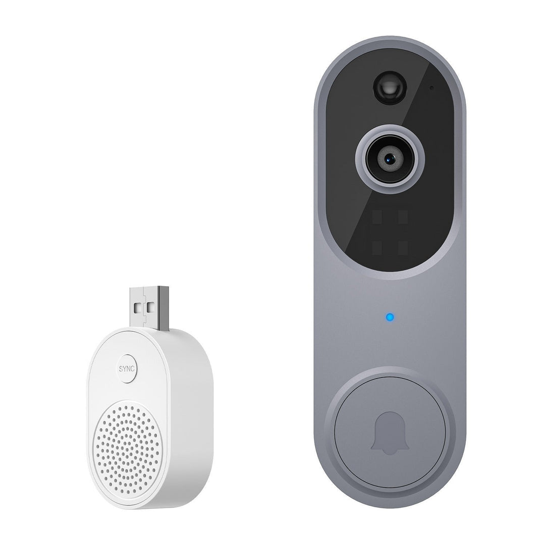 "Trådlös utomhuskamera med HD nattseende, AI detektion, visad med mörk väderbeständig design, perfekt för säkerhet utomhus."