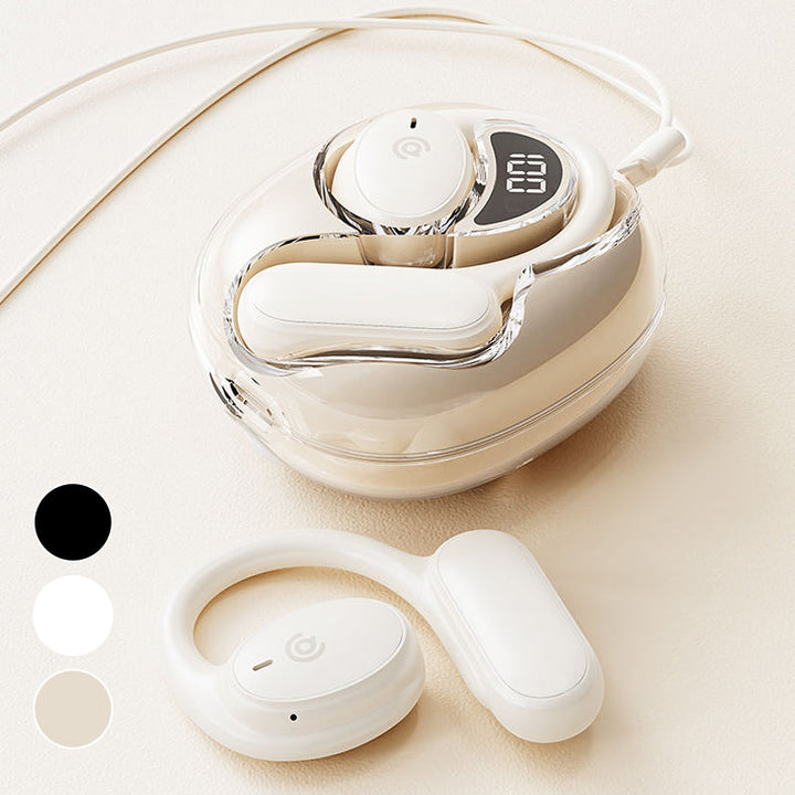 "Trådlösa benledning Bluetooth hörlurar, ergonomisk design, hudfärgad, idealisk för bekväm och medveten ljudupplevelse."