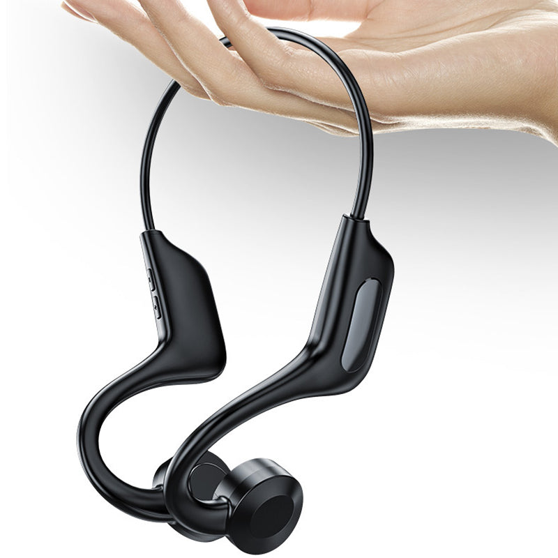"Trådlösa benledningshörlurar med ergonomisk design, bekväm passform för alla aktiviteter, Bluetooth-anslutna."