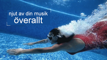 Trådlösa vattentäta öronproppar, svart design, intuitiv touchkontroll och IPX-7 skydd för träning och musikupplevelse.