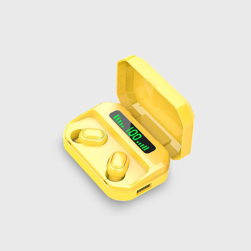 "Trådlöst Bluetooth-headset med fyrkantigt hål, vattentät design, ergonomisk passform och 3D-stereo, flera färgval."