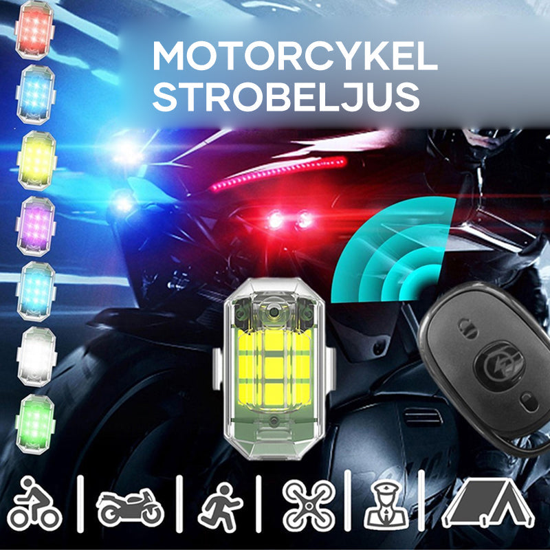 Trådlöst LED-stroboskopljus, hög ljusstyrka, mångfärgat, vattentåligt design för utomhusbruk. Perfekt för kvällsäventyr.