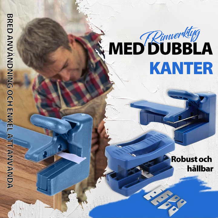Kanttrimmning Verktyg för träfinish, blå plast, ergonomiskt handtag, högkolstålblad, perfekt för träbearbetning.