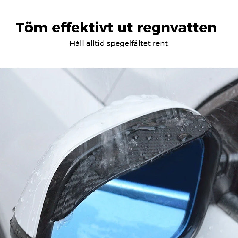 Transparent PVC-regnskydd för backspeglar, robust och flexibelt, skyddar mot regn och förbättrar sikten vid körning.