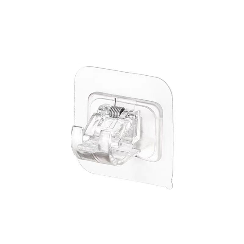 Transparent självhäftande klämma för gardinstång, flexibel och stark, klar plastdesign, enkel installation, inga verktyg.