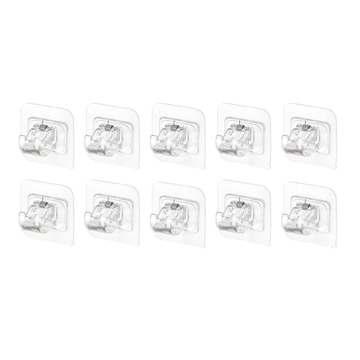 Transparent självhäftande klämma för gardinstång, flexibel och stark, klar plastdesign, enkel installation, inga verktyg.