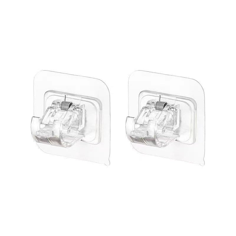 Transparent självhäftande klämma för gardinstång, flexibel och stark, klar plastdesign, enkel installation, inga verktyg.