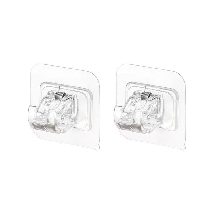 Transparent självhäftande klämma för gardinstång, flexibel och stark, klar plastdesign, enkel installation, inga verktyg.