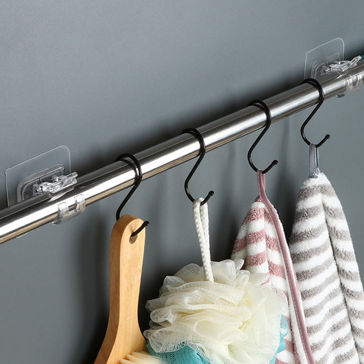 Transparent självhäftande klämma för gardinstång, flexibel och stark, klar plastdesign, enkel installation, inga verktyg.