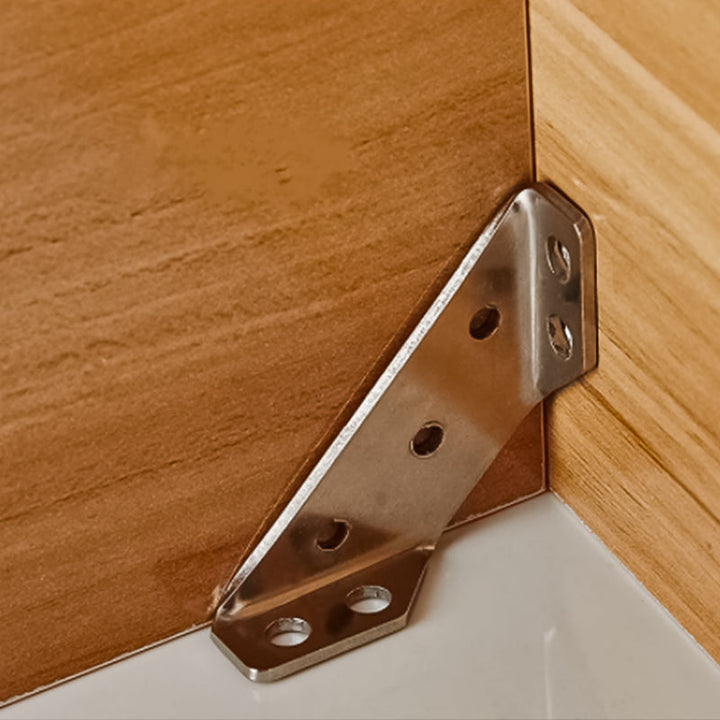 "Triangulärt rostfritt stålstöd, silverfinish, robust och korrosionsbeständig design för strukturellt stöd och hållbarhet."