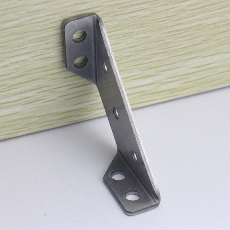 "Triangulärt rostfritt stålstöd, silverfinish, robust och korrosionsbeständig design för strukturellt stöd och hållbarhet."