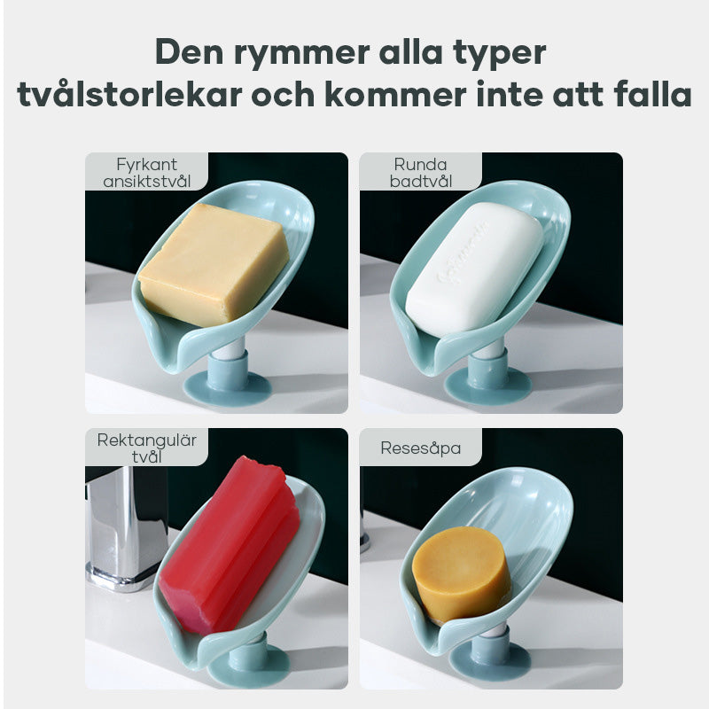 Tvålkopp med dränering, mintgrön och grå, modern V-form design, dräneringsfunktion, hållbart ABS-material.