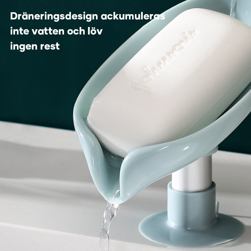 Tvålkopp med dränering, mintgrön och grå, modern V-form design, dräneringsfunktion, hållbart ABS-material.