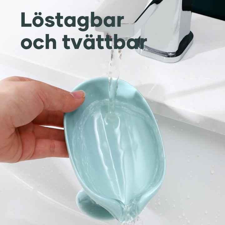 Tvålkopp med dränering, mintgrön och grå, modern V-form design, dräneringsfunktion, hållbart ABS-material.