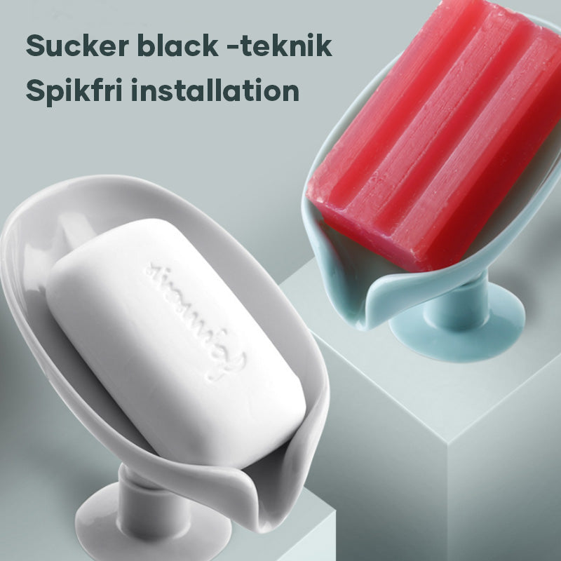 Tvålkopp med dränering, mintgrön och grå, modern V-form design, dräneringsfunktion, hållbart ABS-material.