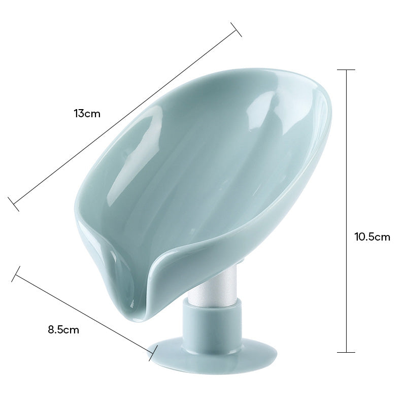 Tvålkopp med dränering, mintgrön och grå, modern V-form design, dräneringsfunktion, hållbart ABS-material.