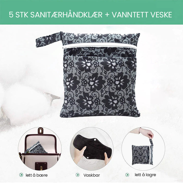 "Tvättbara bambukol dambindor, mjuka, absorbenta och vattentäta, perfekta för hållbar hygien och skydd hela dagen."