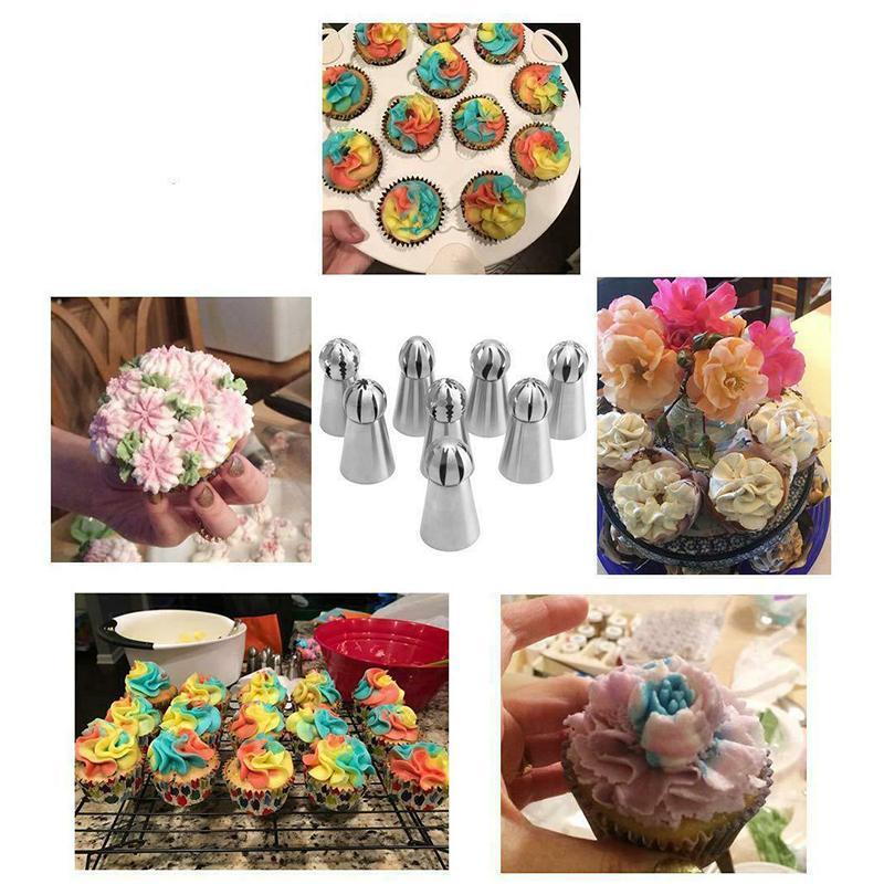 Tyllpåsar för tårtdekoration, 22 delar, rostfritt stål, olika blommönster, kreativ bakning, kökstillbehör.