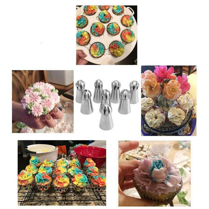 Tyllpåsar för tårtdekoration, 22 delar, rostfritt stål, olika blommönster, kreativ bakning, kökstillbehör.
