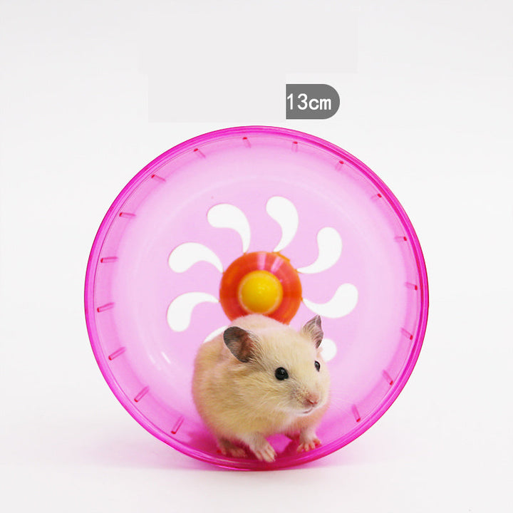 Närbild på det tysta hamsterhjulets säkra design för bekväm hamstermotion.