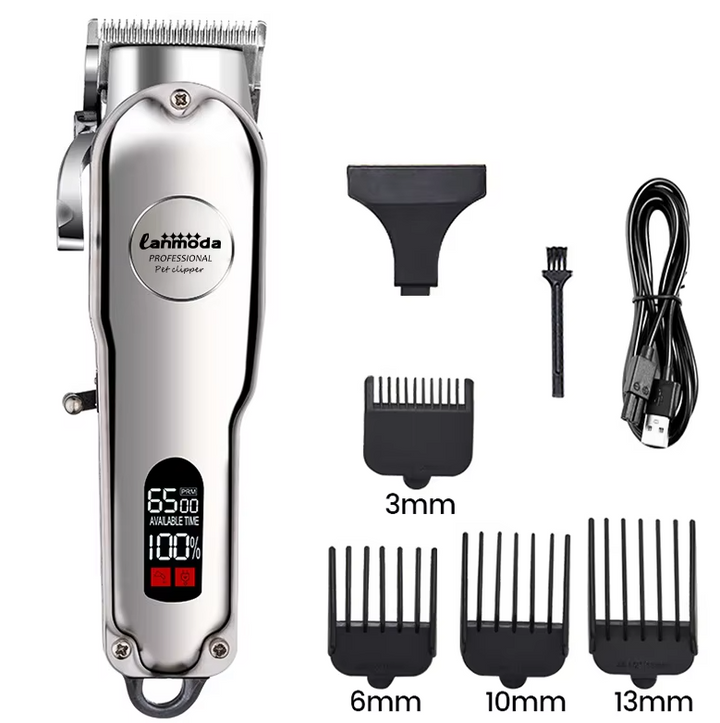Säker tyst klippmaskin för skonsam pälsvård av hundar/katter. Sladdlös trimmer för bekväm grooming.