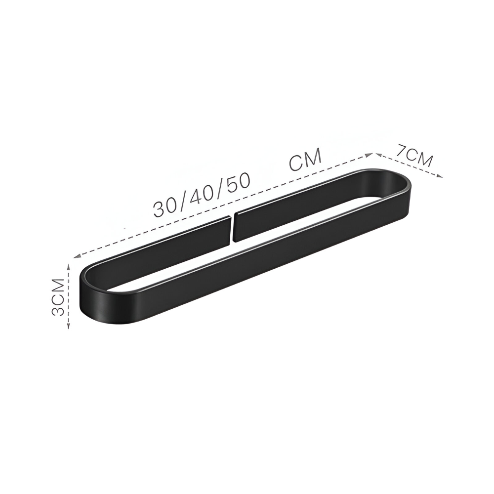 Svart U-formad handdukshållare i stilren aluminium för badrum & kök. Rostfri finish.