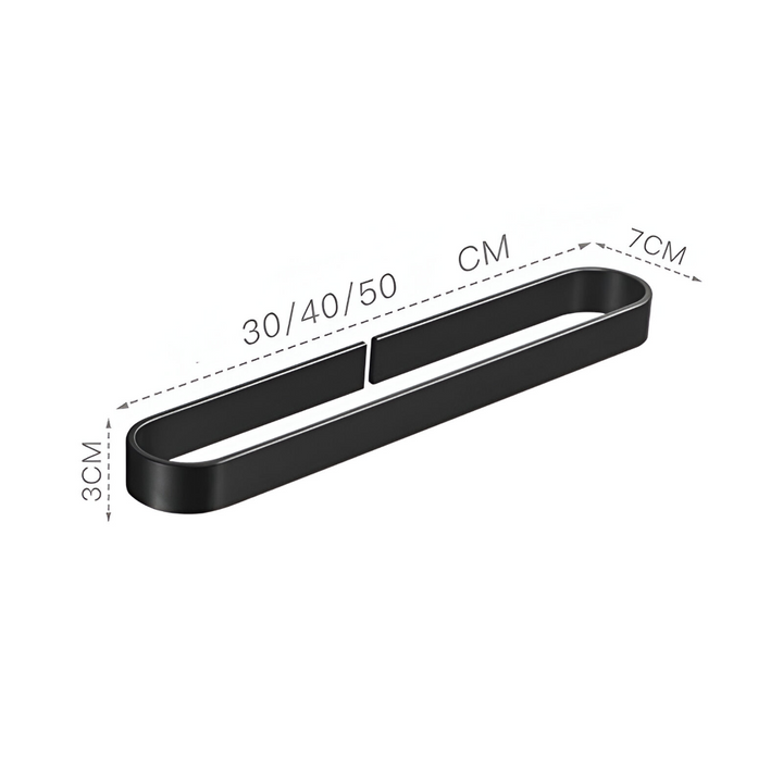 Svart U-formad handdukshållare i stilren aluminium för badrum & kök. Rostfri finish.