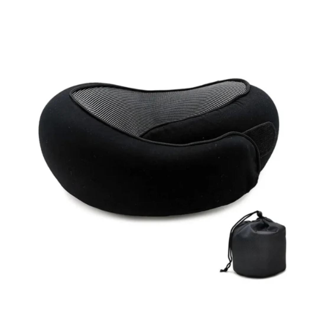 Bärbar nackkudde av memory foam, perfekt flygkudde för avkoppling på långa resor.
