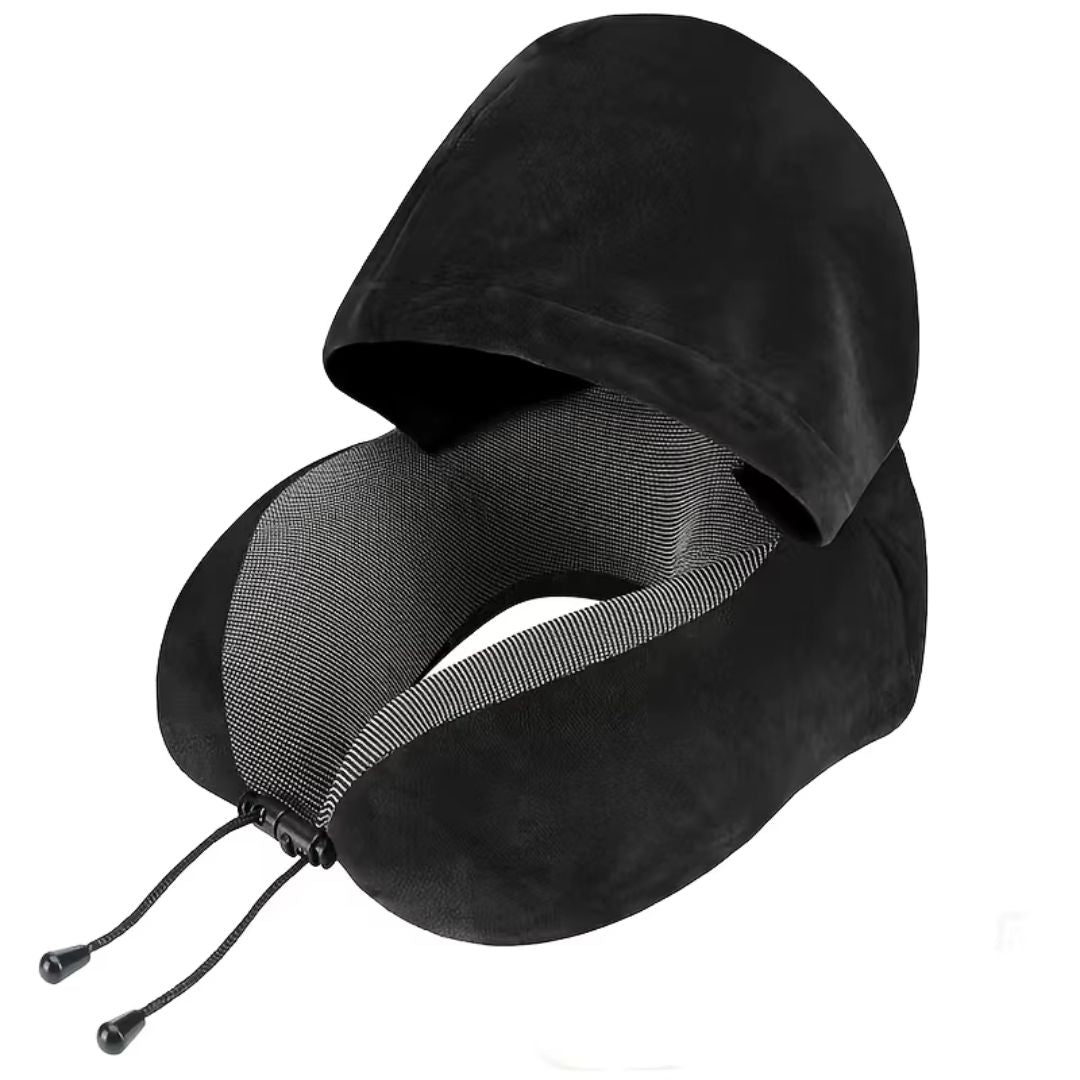 Bekväm resekudde för flyg, bil & tåg, erbjuder avkoppling med memory foam nackstöd.