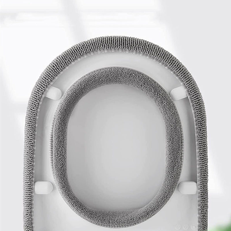 Ultra tjock toalettsitsöverdrag av polyester, elastisk passform, ljusrosa, bekväm och värmande lösning för kalla toaletter.