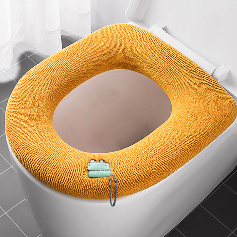 Ultra tjock toalettsitsöverdrag av polyester, elastisk passform, ljusrosa, bekväm och värmande lösning för kalla toaletter.