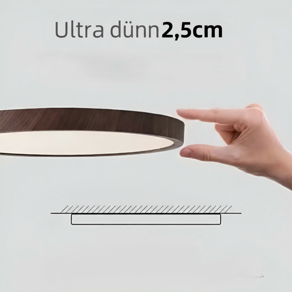 Ultratunn LED taklampa, rund form, perfekt för modern inomhusbelysning.