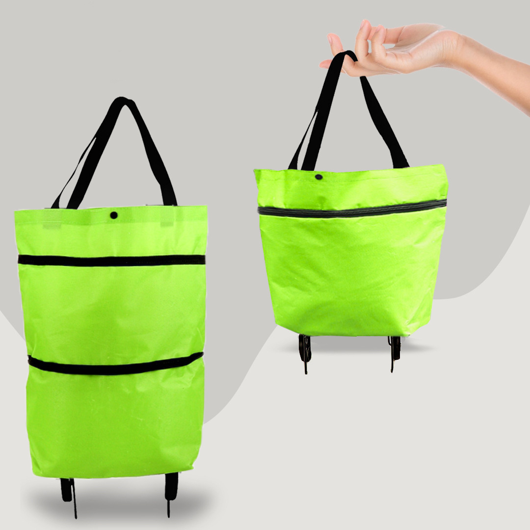 Unisex 2-i-1 shoppingväska med hjul, svart, redo för enkel shopping och flexibel transport upp till 30 kg.