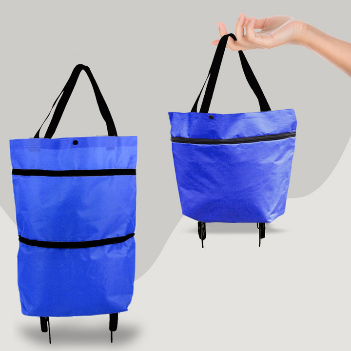 Praktisk shoppingväska, hopfällbar design. Enkel att bära eller dra tack vare integrerade hjul.
