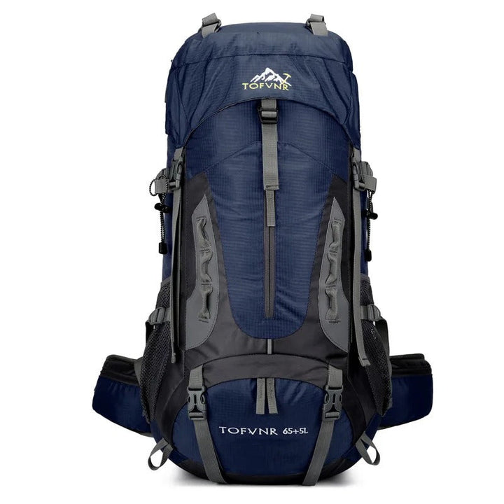 Unisex 45L vattentät ryggsäck för friluftsliv. Perfekt för vandring, camping och äventyr. Ergonomisk design.