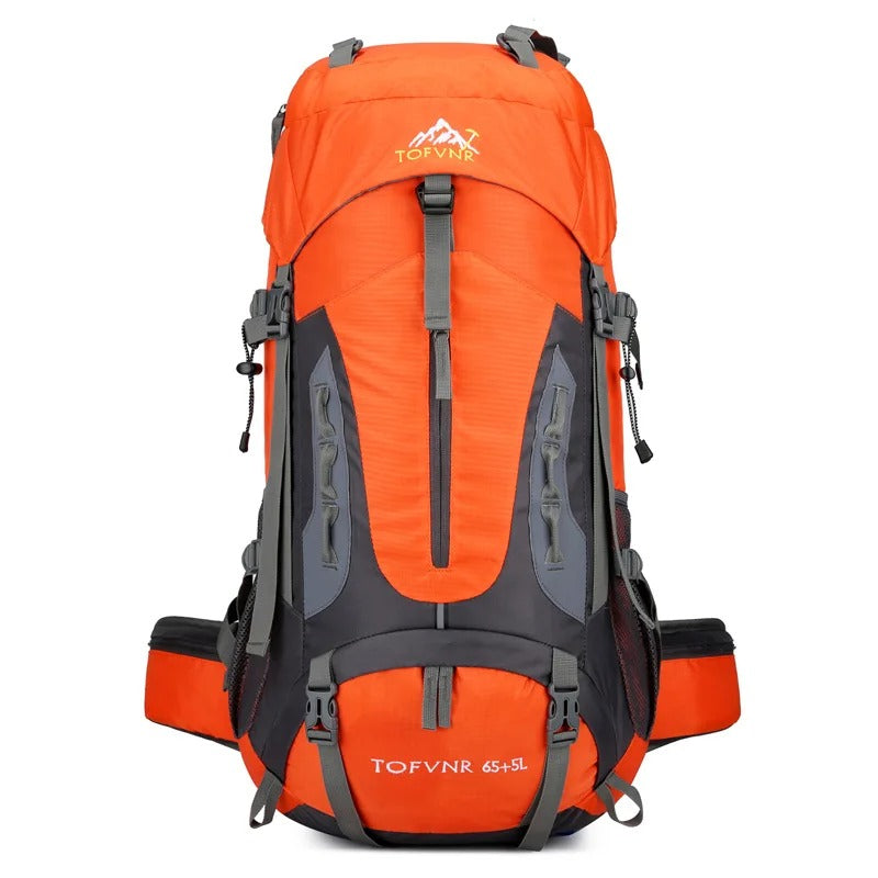 Unisex äventyrsryggsäck 45L. Vattentät för friluftsliv, vandring och camping. Smart organiserad packning.