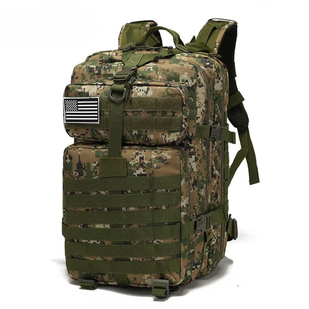 Unisex 50L taktisk ryggsäck för äventyr. Vattentålig design, perfekt för vandring och friluftsliv.