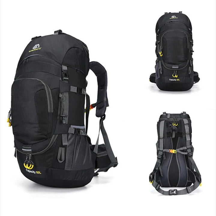 Unisex vandringsryggsäck 60L, idealisk för långa äventyr, packning och resor i naturen.