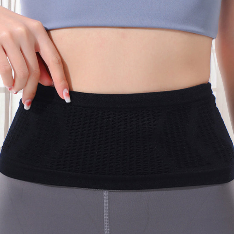 "Unisex andningsbar stickad midjeväska i grått, ergonomisk design med fyra flexibla fickor och justerbart bälte för sport."