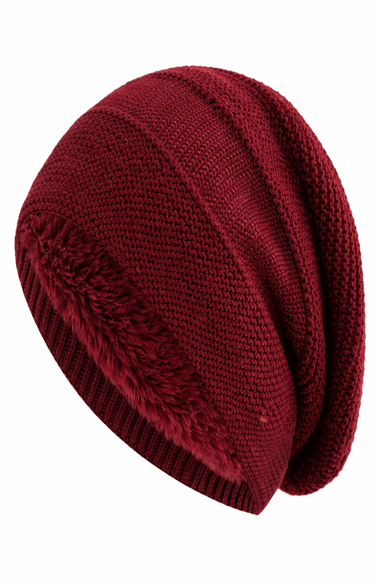 Stickad mössa unisex, avslappnad slouchy stil. Varm och bekväm för höst och vinter.