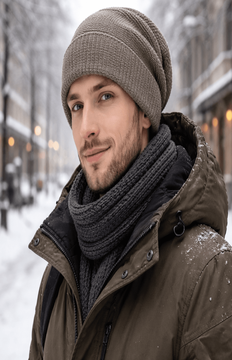 Stilren och varm slouchy stickad mössa, perfekt unisex accessoar för höst och vinter.