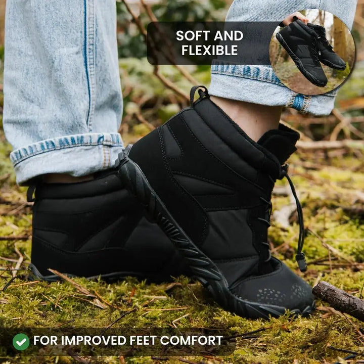 Grå minimalistiska barfotaskor Bailey. Flexibla unisex skor med bred tåbox för träning och promenader.