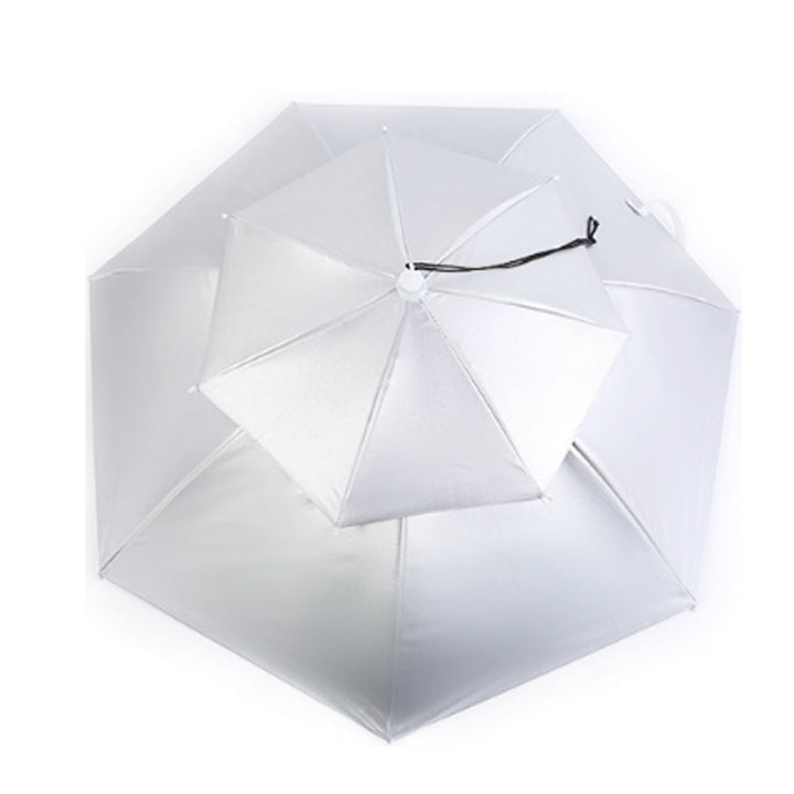 Unisex blå dubbellagrad paraplyhatt för utomhusbruk med justerbar hakrem och värmereflekterande tyg, accessoar.