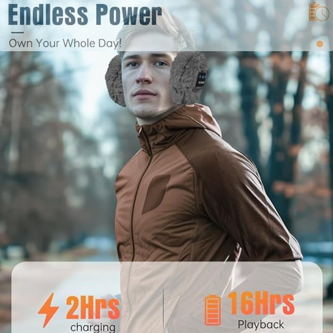Närbild på den mjuka fleece-texturen hos de varma Bluetooth-hörlurarna med ljudisolering.