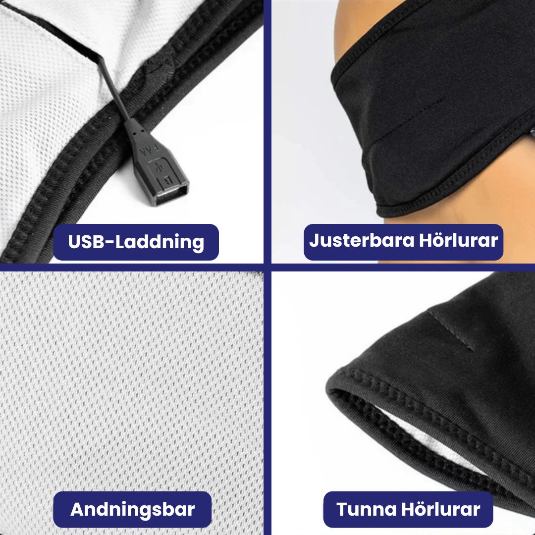 Bekvämt unisex trådlöst pannband med inbyggda Bluetooth-hörlurar för handsfree musiklyssning och samtal.