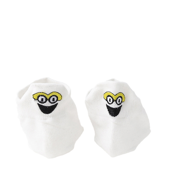 "Unisex broderade crew strumpor, japansk stil med smiley-mönster, mångsidig och elegant design, för alla årstider."