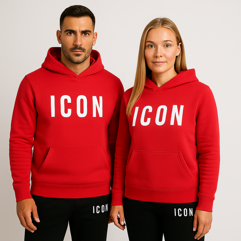 Bekväma kläder för avkoppling: Unisex hoodieset & joggingbyxor. Callum modell, hög kvalitet.
