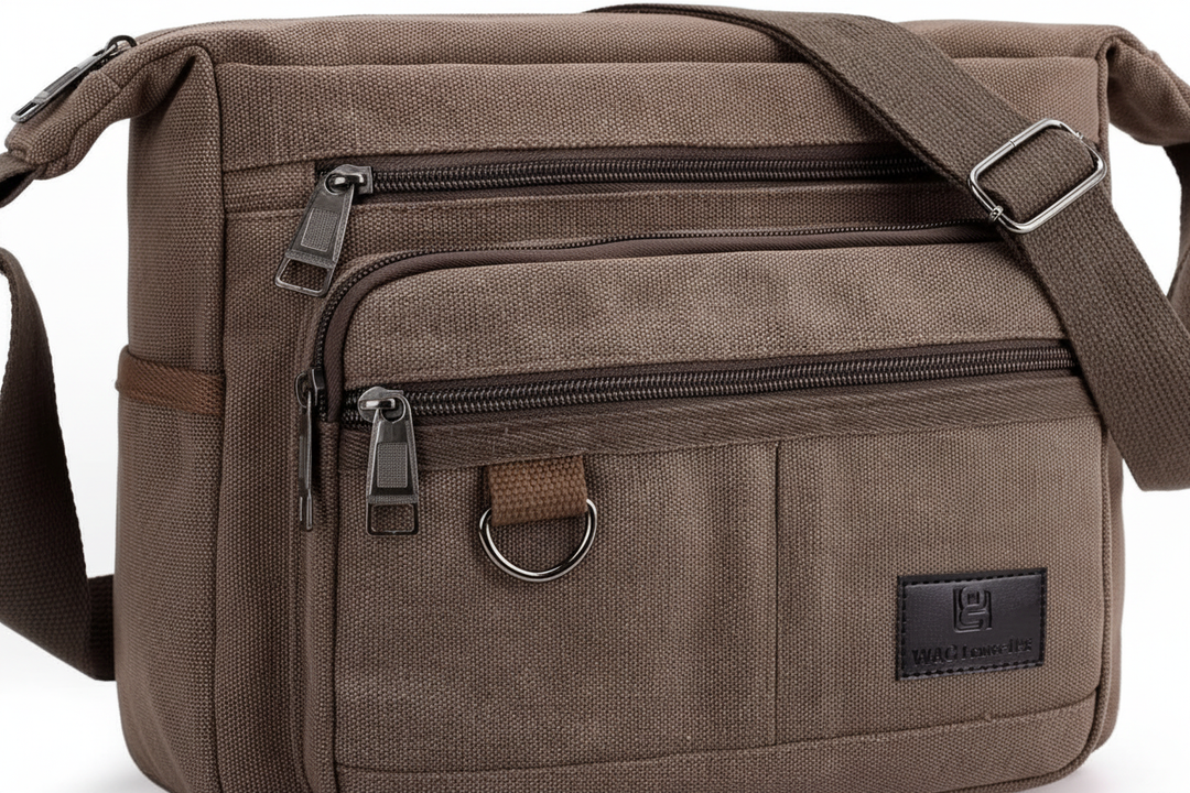 Snygg canvas crossbodyväska med inbyggt RFID-skydd, designad för daglig användning och trygga resor.