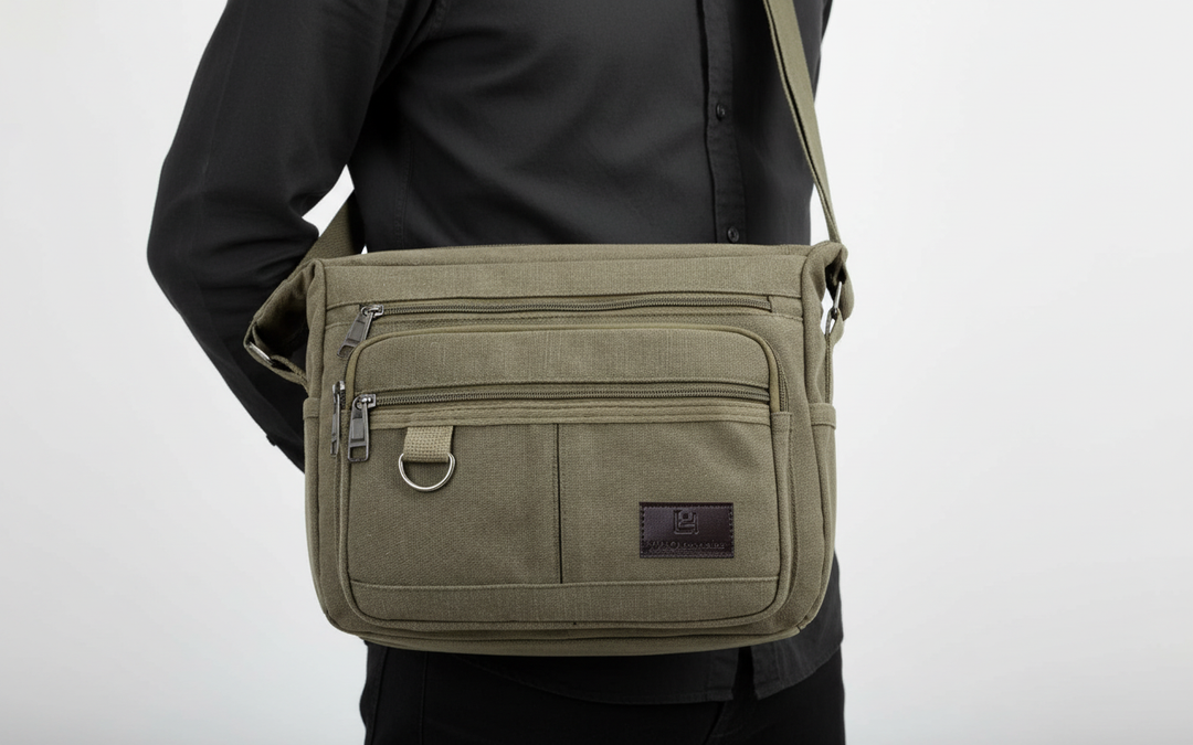 Rymlig unisex messengerbag med RFID-skydd, perfekt som vardagsväska eller för organiserade resor.